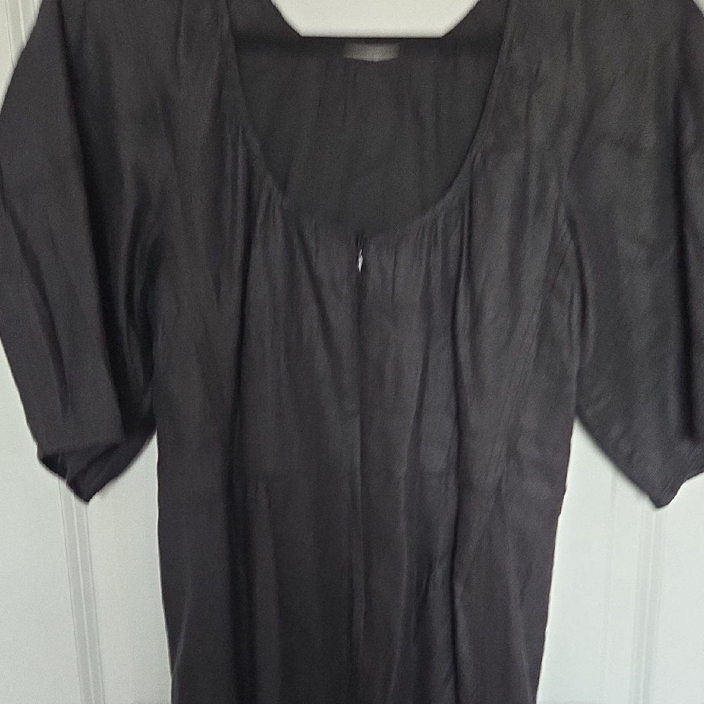Everlane Black Puff Sleeve Linen Dress - Picture 5 of 10